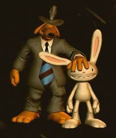 an animated rabbit is standing next to a man in a suit