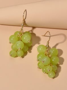 Grape Earrings, Fruit Summer, Green Grapes, Tassel Drop Earrings, Funky Jewelry, Korea Fashion, Beaded Tassels, Dream Jewelry, Fun Earrings