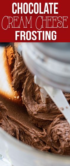 chocolate cream cheese frosting in a bowl with the words, how to make chocolate ice cream