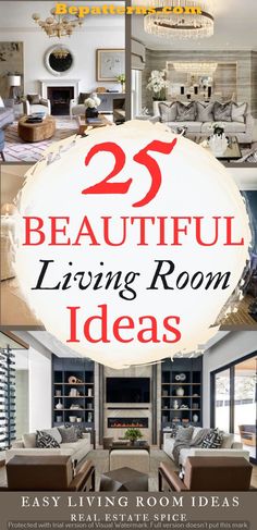 the cover of 25 beautiful living room ideas