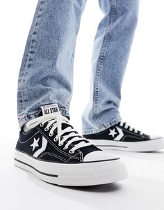 Converse Sporty Canvas Shoes With Rubber Toe Cap, Sporty Converse Canvas Shoes With Rubber Toe Cap, Black Canvas Skate Shoes With Non-slip Sole, Pattern Converse, Converse Star Player 76, Star Branding, All Black Converse, Converse Star Player, White Chuck Taylors