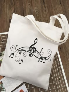 a tote bag with musical notes on it