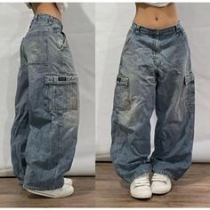 Y2K Harajuku Fashion New Stitching Heavy Industry Multi-pocket Baggy Jeans Women Street Pop Gothic Y2k Harajuku, Street Jeans, Denim Decor, Retro Jeans, Streetwear Jeans, High Waist Wide Leg Pants, High Street Fashion, Wide Trousers, Jeans Y2k