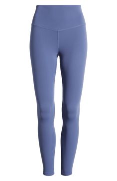 Enjoy exquisite range in every activity in these superstretchy leggings crafted from moisture-wicking fabric and cut with an elastic-free comfort waistband. 24" inseam; 9" leg opening; 11" front rise; 13" back rise (size Medium) Pull-on style Four-way-stretch fabric Moisture-wicking fabric engineered for dryness and comfort Reflective logo enhances visibility in low light or at night 74% nylon, 26% spandex Machine wash, tumble dry Imported Blue Moisture-wicking Nylon Leggings, Blue Full-length Versatile Leggings, Colored Leggings, Blue Full-length Breathable Leggings, Color Leggings, Blue Full-length Leggings For Yoga, Coloured Leggings, Blue Breathable 4-way Stretch Leggings, Leggings With Pockets