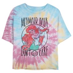 Next time you head down under the sea with Ariel and her friends, be sure to get dressed in your best with a Disney The Little Mermaid T-Shirt! All your favorite characters like Ariel, Flounder, Scuttle, and Sebastian are here to join you on the adventure of a lifetime with a fun The Little Mermaid design! Size: large. Color: tie dye. Gender: female. Age Group: adult. Pattern: Fictitious Character. Material: Cotton. Moana Shirt, Ariel Hair, The Little Mermaid Ariel, Disney The Little Mermaid, Little Mermaid Ariel, Tall Hoodies, Disney T, Mermaid Style, Crop T Shirt