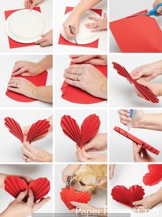 step by step instructions on how to make paper hearts