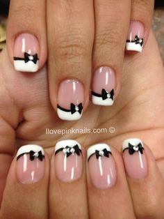 Easter Nails Designs Spring | Easter Nail French Manicure With A Twist, Nail Art Mariage, New French Manicure, Ongles Gel French, Pink French Manicure, Fashion Nail Art, Bow Nail Art, French Manicure Designs, Wedding Nails French