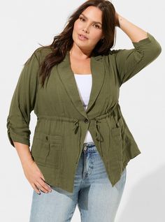 Dual Fold Short Sleeve Utility Drape Front JacketDual Fold Short Sleeve Utility Drape Front Jacket, DEEP DEPTHS