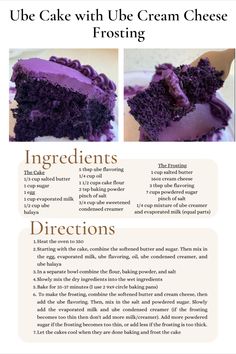 a recipe for blueberry cake with ice cream cheese frosting and instructions to make it