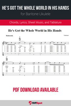 he's got the whole world in his hands for trombone ukulele sheet music