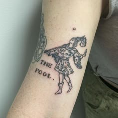 Fool As The World Falls Down Tattoo, Tarot Fool Tattoo, The Green Knight Tattoo, Have A Nice Life Tattoo, Small Woodcut Tattoo, Lady Macbeth Tattoo, Not A Lot Just Forever Tattoo, Only Fools Are Satisfied Tattoo, The Fool Tattoo Design