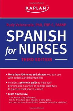 spanish for nurses book cover with red and blue background