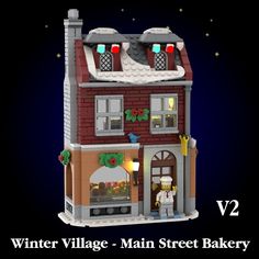 a lego house is shown with the words winter village main street bakery