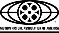 the motion picture association of america logo, which is black and white with an oval design