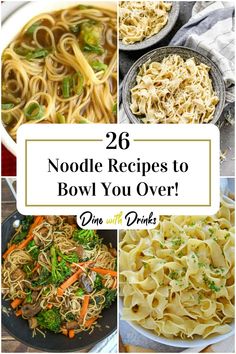 Collage of 4 noodle recipes. Easy Noodle Bowl Recipes, Best Noodle Recipe, Oodles Of Noodles Recipes Ramen, 2min Noodle Ideas, Noodle Ring Recipe, Noodle Side Dish Recipes, Healthy Noodles Costco Recipes, Easy Rice Noodle Recipes