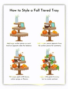 the instructions for how to style a fall tiered tray