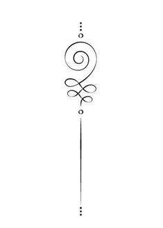 a black and white drawing of a wind chime with swirls on the top