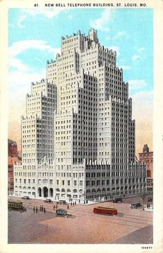 an old postcard shows the new york building, which was built in 1932 and is now being used as a hotel