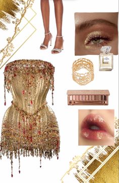 House Music Show Outfit, White And Gold Aesthetic Outfit, Gold Performance Outfit, Yellow Stage Outfit, Concert Performance Outfits Singers, Gold Stage Outfit, Burlesque Outfit Ideas, Red And Gold Outfit, Jewel Outfit