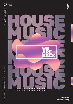 a poster with the words house music on it