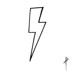 a black and white drawing of a lightning bolt