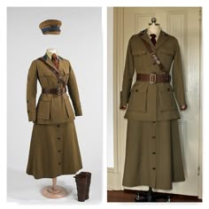 1940 Womens Fashion Vintage Style, Ww1 Soldiers Uniform, Military Costumes For Women, 1940s Army Uniform, Vintage Uniform, Military School Uniform