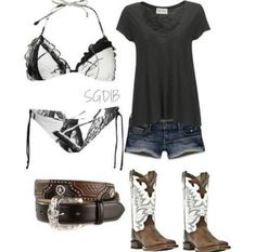 Country summer clothes Summer Country Outfits, Camo Bathing Suit, Swimsuits Tankini, Country Outfit, Frayed Shorts, Summer Country, Country Summer