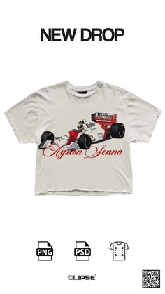 a t - shirt with an image of a racing car on it and the words new drop