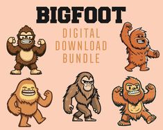 the bigfoot digital bundle includes four different types of cartoon characters, including gorillas and other