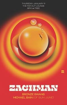 the poster for zacman shows an orange sphere with bubbles