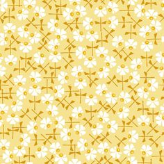 a yellow and white flower pattern with crosses on the bottom, in an abstract manner