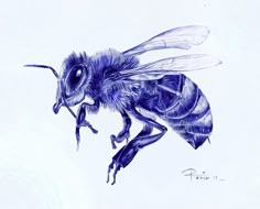 a drawing of a bee flying in the air