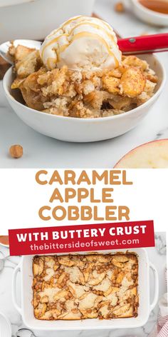 caramel apple cobbler with buttery crust