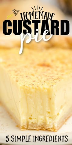 homemade custard pie recipe with 5 simple ingredients