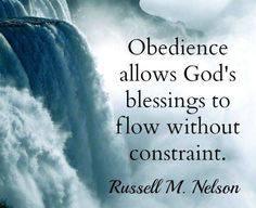 a waterfall with the words,'obedience allows god's blessing to flow without