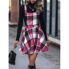 -Item Id 42793670 -Details: Criss Cross -Neckline: Straps -Style: Casual -Type: Pinafore -Waist Line: High Waist -Hem Shaped: Flared -Color: Hot Pink -Pattern Type: Plaid -Sleeve Length: Sleeveless -Length: Short -Fit Type: Regular Fit -Fabric: Non-Stretch -Material: Fabric -Composition: 95% Polyester, 5% Elastane -Care Instructions: Machine Wash Or Professional Dry Clean -Sheer: No **Open To Offers!!!** **Bundle To Save More** **30% Off Bundles Of 2 Or More Items!!** ***Orders Go Out Within 5-1 Plaid Sleeve, Pink Pattern, Suspender Dress, Classy Chic, Plaid Dress, Chic Boutique, Spring And Autumn, Boutique Dresses, Go Out