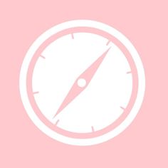 a pink background with a white clock