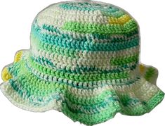 Green Sun Hat With Curved Brim, Casual Green Crochet Cap, Casual Green Wide Brim Crochet Hat, Green Wide Brim Crochet Hat Casual, Adjustable Brimmed Green Mini Hats, Adjustable Green Brimmed Mini Hats, Green Bohemian Brimmed Sun Hat, Green Crochet Beach Cap, Green Adjustable Cap Sun Hat