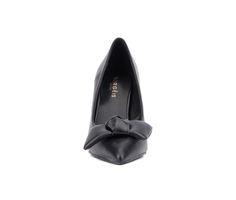 Introducing our sophisticated Tamrina heel. Crafted with meticulous attention to detail, these heels feature a sleek silhouette that elongates the legs, while the heel ensures comfort and grace with every step. The dainty bow detail adds a touch of whimsy and refinement, making them perfect for both professional settings and special occasions. Faux Leather upper, Slip on for easy entry,3.5\ flared heel height, Pointy toe with bow detail, Faux Leather lined footbed, Rubber outsole | Women's Torge Trending Heels, Closed Toe Shoes, Faux Leather Heels, Shoes Heels Pumps, Bow Detail, Women's Pumps, Wedge Heels, Leather Heels, Pumps Heels