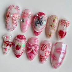 Rush Nails, Soft Nails, Unique Acrylic Nails, Kawaii Nails, Pink Acrylic Nails, Minimalist Nails, Bling Nails