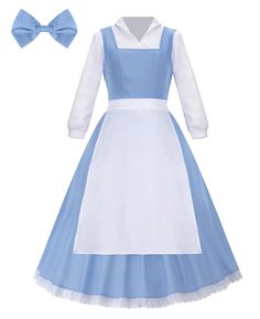 PRICES MAY VARY. Size Guideline - XS (US 0-2), S (US 4-6), M (US 8-10), L (US 12-14), XL (US 16-18). For more size details, please check the Halloween dress description on the product details page. Halloween Maid Costume - The package includes a long-sleeved white shirt, a blue princess midi dress, an apron, and a Blue bow hair tie. This vintage costume is designed in three pieces, allowing you to mix and match for added variety and enjoyment. Blue Peasant Dress - The blue princess maid dress fe Cinderella Maid Dress Costume, Peasant Costume, Princess Theme Party, White Costumes, Costume Themes, Puff Long Sleeves, White Long Sleeve Shirt, Maid Dress, Buckle Shoes