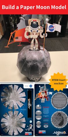 a paper moon model is shown with instructions to make it look like an astronaut on the moon