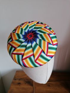 Statement Headpiece, Rainbow Hat, Hat Inspiration, Wedding Dress Buttons, 1940s Hats, Mini Hats, Large Brim Hat, Rainbow Hats, Mini Hat