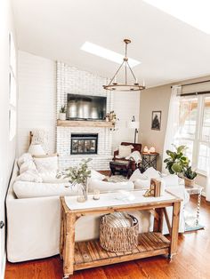 the living room is clean and ready to be used as a den or family room