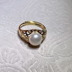 New Gold Plated Natural Pearl Adjustable Ring With Zircon Pearl Rings In Gold For Women, Pearl Wedding Ring Vintage, Vintage Pearl Rings, Gold Pearl Engagement Ring, Pearl Engagement Ring Vintage, Vintage Pearl Jewelry, Pearl Wedding Ring, Natural Pearl Ring, Intricate Rings