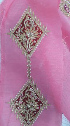 pink and gold sari with embroidered work