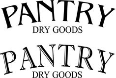 two black and white logos that say pantry, dry good's and pantry dry goods