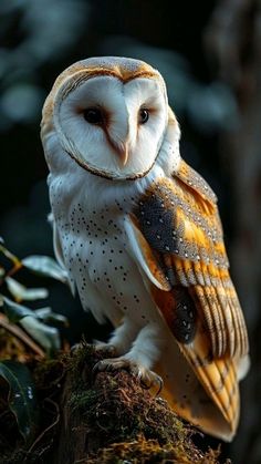 an owl sitting on top of a tree branch