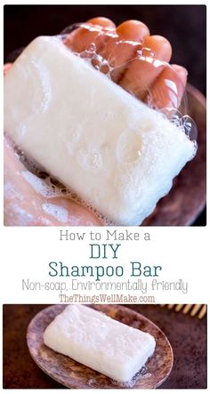 An eco-friendly alternative to liquid shampoos, solid shampoo bars provide a great lather and are perfect for traveling because they don't need any plastic or one-use packaging. This shampoo bar recipe is a non-soap shampoo bar that is formulated to be at an ideal pH for our hair so it won't damage your hair like soap-based shampoo bars normally do. #thethingswellmake #MIY #shampoo #naturalhaircare #naturalsurfactants #ecofriendly #noplastic #sustainableliving Diy Shampoo Recipe, Diy Shampoo Bar, Homemade Shampoo Bar, Shampoo Bar Recipe, Baking Soda For Hair, Baking Soda Benefits, Shampoo Recipe, Solid Shampoo Bar, Homemade Shampoo