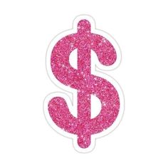 pink glitter dollar sign sticker on a white background